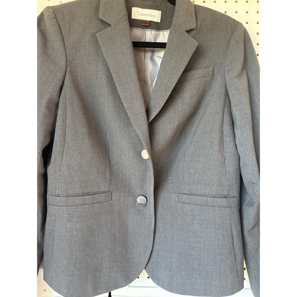 Calvin Klein Women's 8 Gray 2 Button Blazer Jacket Career Business Dressy - Picture 3 of 5